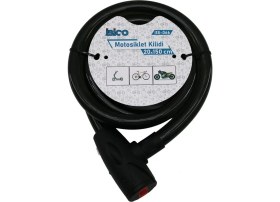 Resim Anahtarlı Aç-Kapa Kilit Kapaklı Motor - Bisiklet Kilit Çelik Tel Siyah Şeffaf Kılıf 20MMX150CM (4887) 