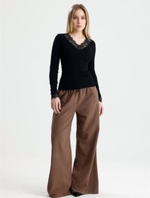 Resim ROSE ARYA Siyah Yaka Dantel Detaylı Uzun Kol Badi 