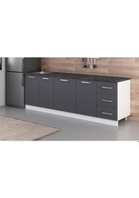 Resim Minar 245 Cm Mutfak Dolabı Beyaz Antrasit 245-A1-Alt Modül Beyaz 