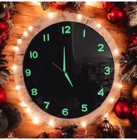 Resim Fosforlu Bombeli Cam 3d Kabartma Rakam Karanlıkta Parlayan Duvar Saati Çap 30 Cm Siyah 