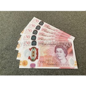 Resim 100 ADET 50 STERLİN BANKNOT POUND PARA GEÇERSİZ DÜĞÜN İÇİN PARALA 