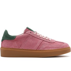Resim Derimod Kadın Pembe Bağcıklı Süet Deri Sneaker 25SFD370910 