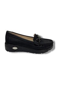 Resim C-shoes Sl420-26 Baskı Kot Deri V Toka Comfort Kadın Ayakkabı Siyah 
