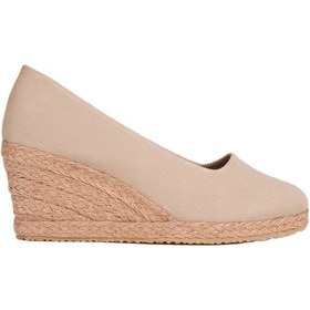 Resim Star Tombis Bej Keten Espadril Dolgu Topuk Bej 1433 