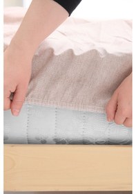 Resim Basic Lastikli Çarşaflı Pamuklu Tek Kişilik Nevresim Takımı Gri - Vizon 