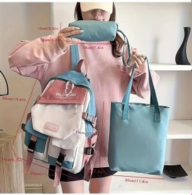 Resim Honeybeeshop Yeşil Kalem Çantası Büyük Kapasiteli Preppy Stil Japon Okul Sırt Çantası Yeşil+kalemlik+çanta 