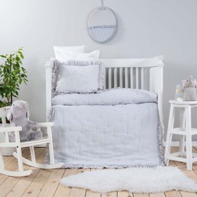 Resim Karaca Home Royale Gri %100 Pamuk Müslin Nakışlı Private Bebek Yorgan Seti 