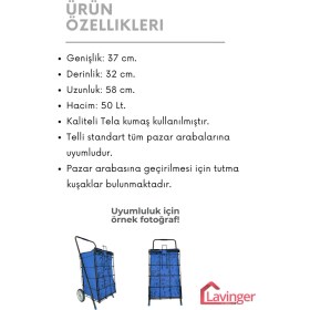 Resim Kalın Kumaş Telli Pazar Arabası Yedek Çanta, Dayanıklı ve Pratik Kullanım 