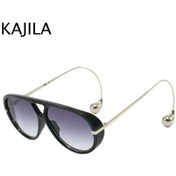 Resim Kajila Büyük Boy Pilot Oval Punk Güneş Gözlüğü Kadın 2025 Lüks Vintage Uv400mor51gri Gri 