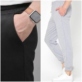 Resim CAONNES ,Ikili Jogger Eşofman Altı-siyah Ve Gri Lastik Paça Yüksek Bel Eşofman ŞAH MODA 