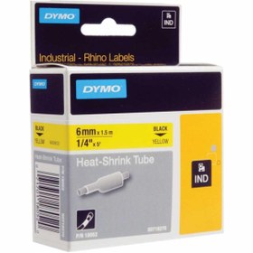 Resim Dymo Rhino Pro Isıyla Küçülen Şerit 6mm X 1,5m Sarı/siyah 18052 