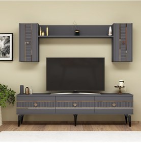 Resim Lenora Tv Ünitesi Takımı Antrasit-gümüş 