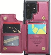 Resim Cloud011 Galaxy Uyumlu S22 Ultra 5g Cüzdan Kılıf Kartlık Rfıd Dayanaklı Burgundy 