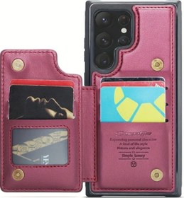 Resim Cloud011 Galaxy Uyumlu S22 Ultra 5g Cüzdan Kılıf Kartlık Rfıd Dayanaklı Burgundy 