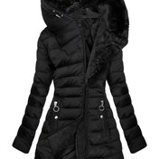 Resim SQ25033006 yönlendirme şık özel sıcak ceket Kadın fermuarlı uzun kollu dar kesim kapüşonlu mont 