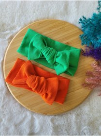 Resim SeherBebeButik Kız Çocuk Renkli Ribana Bandana 2'li Set 