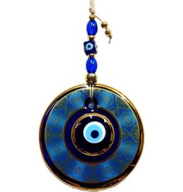 Resim Altın Yaldızlı Nazar Boncuğu İşlemeli El Yapımı Duvar Süsü, Hediyelik Nazarlık 