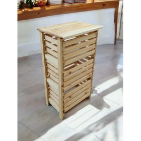 Resim Arya Wood Craft Sebzelik Meyvelik Doğal Ahşap Çekmeceli 