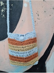 Resim Verda Desing Hasır Gökkuşağı Telefon Çantası El Örgüsü 