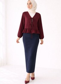 Resim CNG MODA Önü Bağlamalı Fırfırlı Kimono Gömlek 