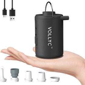 Resim VOLLYC Elektrikli Taşınabilir Mini USB Şarj Edilebilir Pompası, Dahili 800mAh Batarya Kapasitesi, Açık Hava Kampı, Bahçe, Havuz, Şişme Yatak, Vakumlu Depolama Çantası için Uygun 