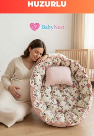 Resim Yuvarlak Yatak/oyun Minderi Ve Yastigi Gül bahçesi VE PEMBE PIKELI 