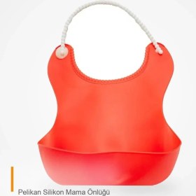 Resim Ttta Pelikan Silikon Mama Önlüğü - Hazneli Bebek Önlüğü Kırmızı 