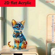Resim 2D Düz Şık Akrilik Egzotik Kedi Heykeli Tabanlı Sanat Masası Dekoru, Arkadaşlar ve Aile İçin Ev ve Ofis, Klasik Hayvan Temalı Şükran Günü, Kedi Dekorasyonu 2D Düz 