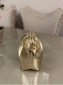 Resim Çanta Trend Kadın Gold Altın Rengi Parlak Suni Deri Askılı Clutch Günlük Ve Abiye Çanta 