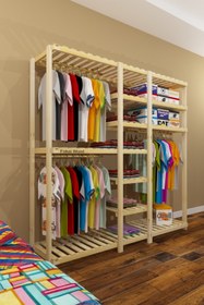 Resim Fokai Wood Grande Tres Espejo - Açık Ahşap Elbise Dolabı 