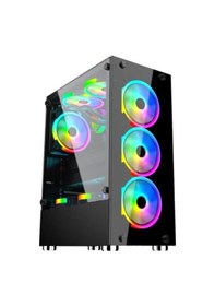 Resim Gameforce GF-8307 Glass 600W 80+ 4x120 MM RGB Kontrolcü ve Kumanda Fan Oyuncu Kasa 