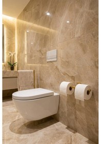 Resim Yedekli Tuvalet Kağıtlığı Premium Gold Alüminyum Dayanıklı Yapışkanlı Altın 