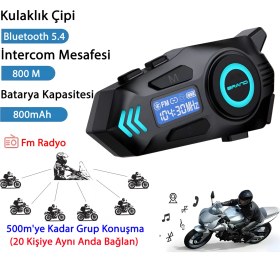 Resim K09 Intercom Bluetooth Motosiklet Kask Kulaklığı – Çift Yönlü Intercom ve Müzik Desteği 
