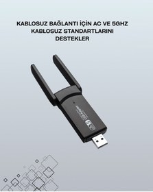 Resim Hnrlıshp Tak-çalıştır Özellikli Çift Bant Wifi Adaptör 1200 Mbps 