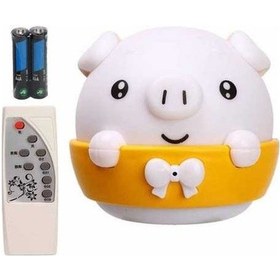 Resim Fastbuy 2.5w Uzaktan Kumandalı Gece Lambası Yukarı/aşağı Aydınlatma Sevimli Domuzcuk Başucu Gece Lambası Anahtarlı Sarı Işık Beyaz 