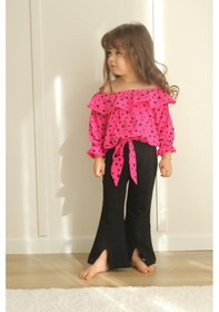 Resim 3-10 Yaş Kalpli Madonna Bluz İspanyol Pantolon Takım Pembe 