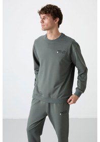 Resim Tommy Life Çağla Casual O Yaka Lastik Paça Pamuklu Erkek Oversize Eşofman Takımı - 85120 Yeşil 