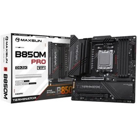 Resim MAXSUN mxn-88 Terminator B850M PRO DARK WIFI AM5 DDR5 7800 Mhz M2.HDMI mAtx AMD Anakart 