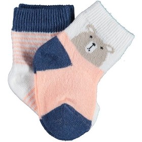 Resim Bibaby Biorganic Hello Teddy Bear 2'Li Kız Çorap 68404 Ekru Somon 
