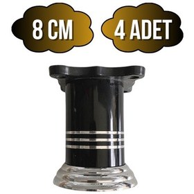 Resim Düz Şeritli Alüminyum Ayak Mobilya Masa Ve Dolap Ayağı Siyah 8cm 4 Adet Siyah 
