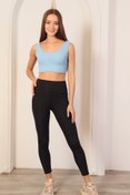 Resim MaberFranco Kadın Askılı Kare Crop Bluz 