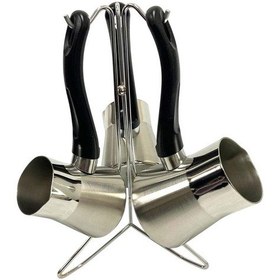 Resim Lines Piramit 4 Parça Çelik Cezve Takımı Lc-0202 Siyah Soft Kulp 