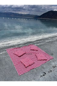 Resim NMHC Rual Piknik Seti 170x170cm Pöti Karelipiknik Örtüsü, 40x40cm 4 Adet Minder| Piknik Malzemesi 