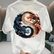 Resim Yeni Ağır Ağırlık Saf Pamuk Yaz Amerikan Yüksek Sokak Büyük Boy Yuvarlak Yaka Kısa Kollu T-Shirt, Benzersiz Bir Tasarımla, Yüksek Kaliteli Günlük Moda Anlamı Yayan, Çiftler İçin Mükemmel. 