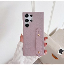 Resim Samsung Galaxy Uyumlu S24 Ultra Kılıf Bileklik Askısı, Samsung Galaxy Uyumlu S24 Ultra İçin Pu Deri Telefon Kılıfı Standı 