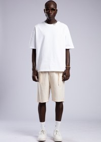 Resim Beli Lastikli Keten Şort 