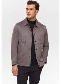 Resim Antrasit Slim Düz Klasik Yaka Mont Antrasit 