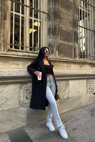Resim XXL BUTİK kadın siyah zra mevsimlik trençkot 