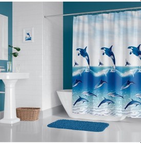 Resim Zethome Banyo Perdesi 9515 1x180x200, Perde Borusu Askı Aparatı Köşe Boru Beyaz Hediyeli, Duş Perdesi Seti Çok Renkli 