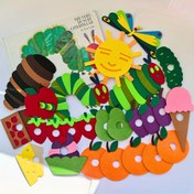 Resim Resimli Kitap 'The Very Hungry Caterpillar' için Felt Öğretim Malzemeleri. 
